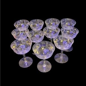 pack of 11 Engraved Flowers and Vines Visit> 1950s Champagne Glasses
